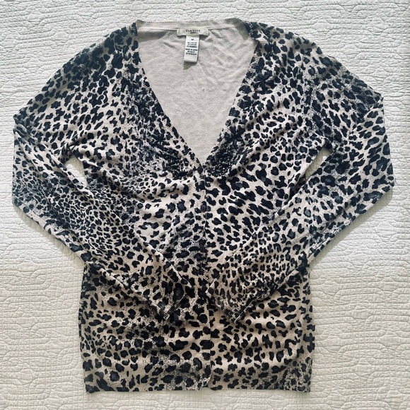 Vertigo Paris Sweaters - Vertigo Paris Leopard Print V-Neck Cardigan with Embellished Accents- size M